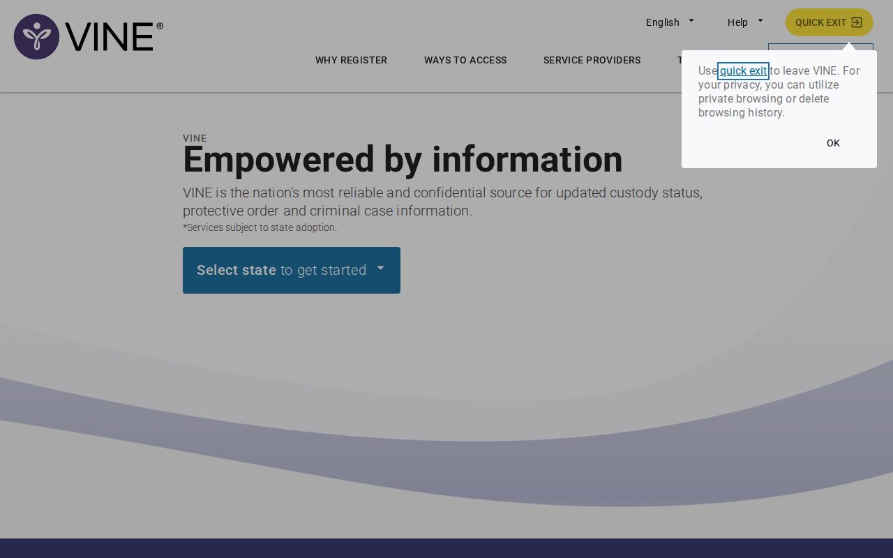 VINELink Kansas custody search screen